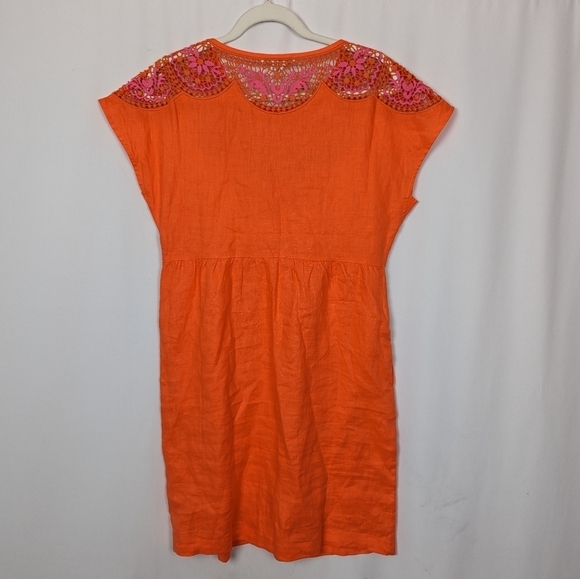 NWT BODEN sz. 6R Fleur Embroidered Linen Dress Knee Length Crochet Eyelet Lace - Picture 10 of 16